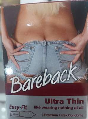 Bareback ultra thin easy-fit premium latex condoms 3 pack
