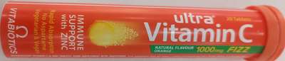 Ultra Vitamin C 1000mg fizz effervescent zinc immune support 20 tablets Vitabiotics